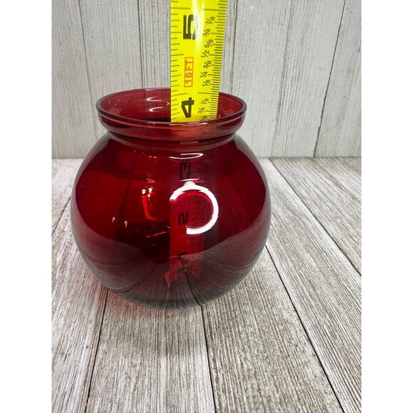 Vintage Ruby Red Glass Vase Bulbous Ball Holiday Home Decor 4" Tall Christmas - Picture 7 of 10